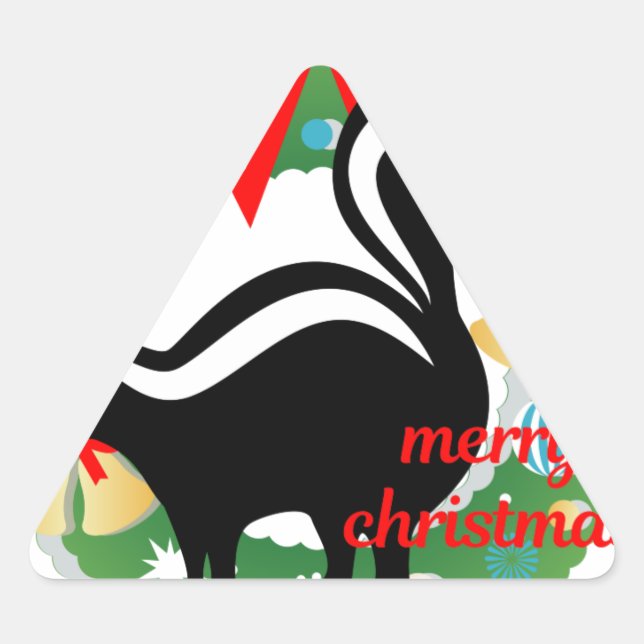 merry christmas skunk triangle sticker (Front)