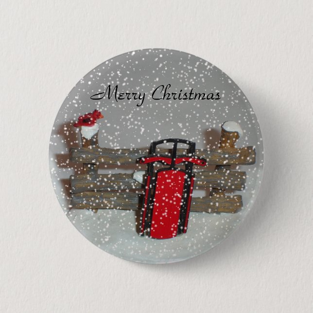 Merry Christmas Sled Button (Front)