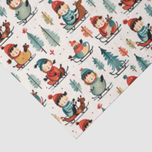Merry Christmas Sledding Children Christmas Tissue Paper