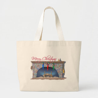 MERRY CHRISTMAS SLEEPING ELVES by SHARON SHARPE Large Tote Bag