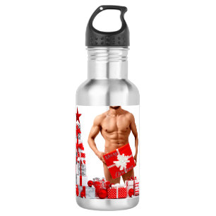Merry Christmas SlipperyJoe red white silver gift  532 Ml Water Bottle