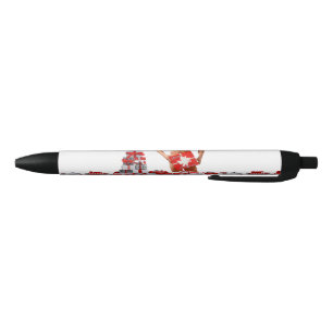 Merry Christmas SlipperyJoe red white silver gift Black Ink Pen