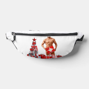 Merry Christmas SlipperyJoe red white silver gift Bum Bags