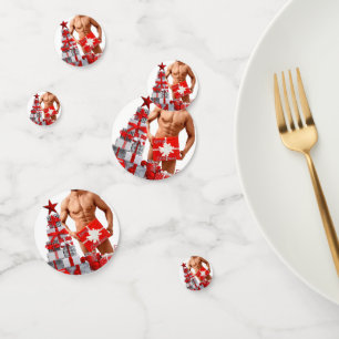 Merry Christmas SlipperyJoe red white silver gift Confetti