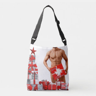 Merry Christmas SlipperyJoe red white silver gift  Crossbody Bag