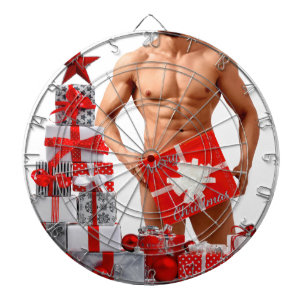 Merry Christmas SlipperyJoe red white silver gift Dartboard