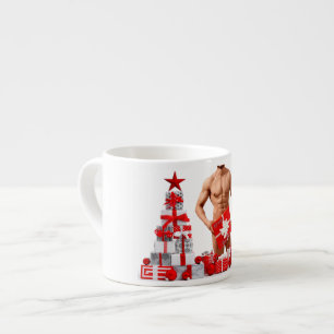 Merry Christmas SlipperyJoe red white silver gift Espresso Cup