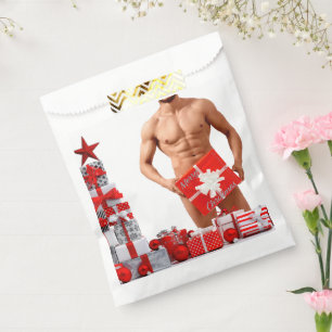 Merry Christmas SlipperyJoe red white silver gift  Favour Bags