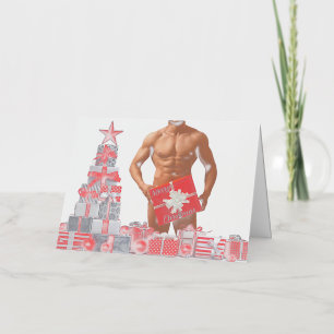 Merry Christmas SlipperyJoe red white silver gift  Foil Holiday Card