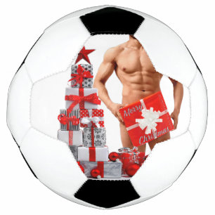 Merry Christmas SlipperyJoe red white silver gift Football