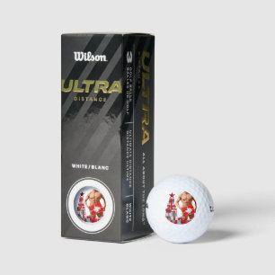 Merry Christmas SlipperyJoe red white silver gift Golf Balls