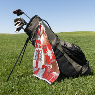 Merry Christmas SlipperyJoe red white silver gift Golf Towel