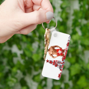 Merry Christmas SlipperyJoe red white silver gift Key Ring