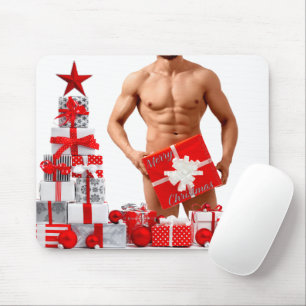 Merry Christmas SlipperyJoe red white silver gift Mouse Mat