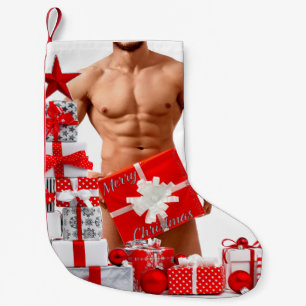 Merry Christmas SlipperyJoe red white silver gift Small Christmas Stocking
