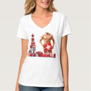 Merry Christmas SlipperyJoe red white silver gift T-Shirt