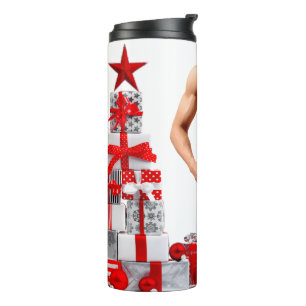 Merry Christmas SlipperyJoe red white silver gift Thermal Tumbler