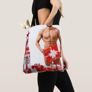 Merry Christmas SlipperyJoe red white silver gift Tote Bag