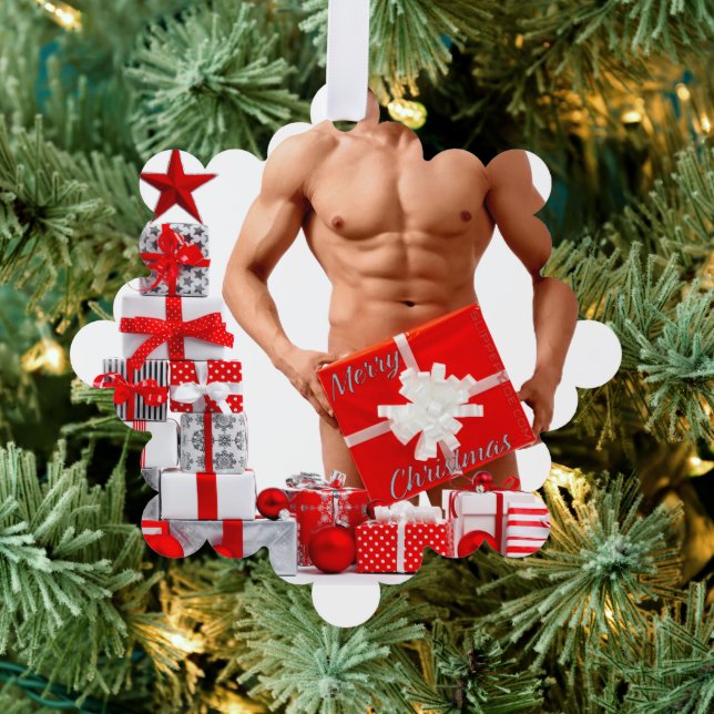 Merry Christmas SlipperyJoe red white silver gift  Tree Decoration Card (Insitu (Tree))