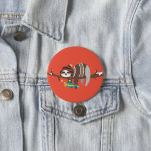 Merry Christmas Sloth Button