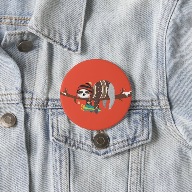 Merry Christmas Sloth Button (In Situ)