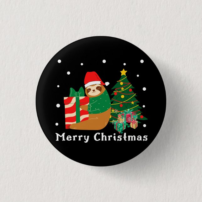 Merry Christmas Sloth Christmas  3 Cm Round Badge (Front)