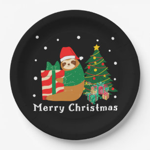 Merry Christmas Sloth Christmas   Paper Plate