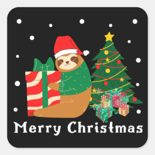 Merry Christmas Sloth Christmas   Square Sticker
