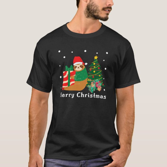 Merry Christmas Sloth Christmas T-Shirt (Front)