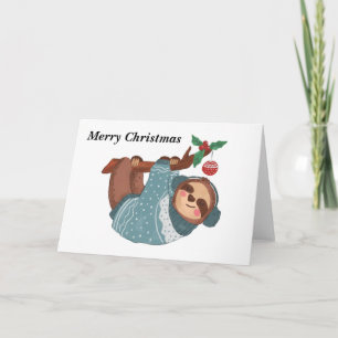Merry Christmas Sloth Folded Holiday Card