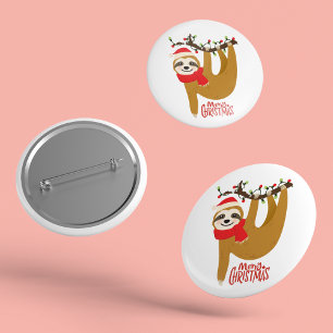 Merry Christmas Sloth   Holidays 3 Cm Round Badge
