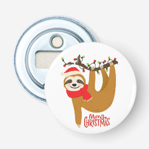 Merry Christmas Sloth Holidays Bottle Opener
