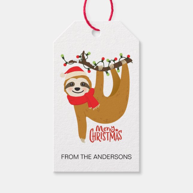 Merry Christmas Sloth | Holidays Gift Tags (Front)