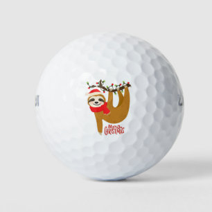 Merry Christmas Sloth   Holidays Golf Balls