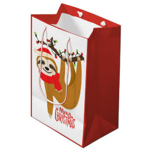 Merry Christmas Sloth   Holidays Medium Gift Bag