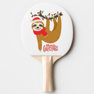Merry Christmas Sloth   Holidays Ping Pong Paddle