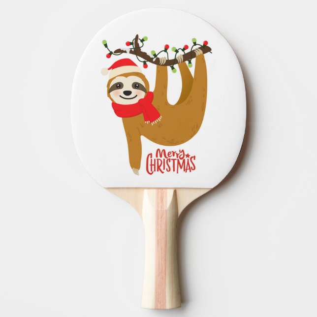 Merry Christmas Sloth | Holidays Ping Pong Paddle (Front)