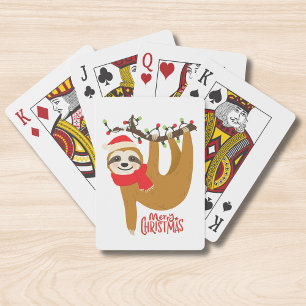 Merry Christmas Sloth   Holidays Playing Cards