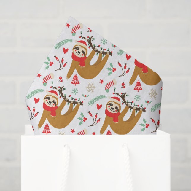 Merry Christmas Sloth | Holidays Tissue Paper (Gift Bag)
