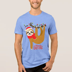Merry Christmas Sloth Holidays Tri-Blend Shirt