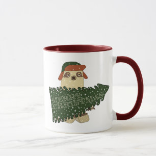 Merry Christmas Sloth in Hat Xmas Tree Coffee Mug