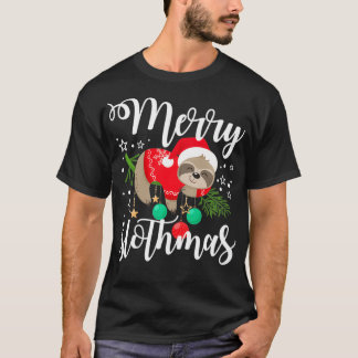 Merry Christmas Sloth Lazy Santa Hat  T-Shirt