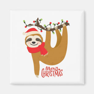Merry Christmas Sloth Magnet