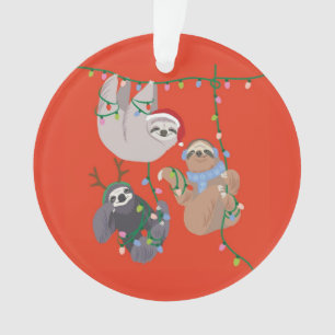 Merry Christmas Sloth Ornament