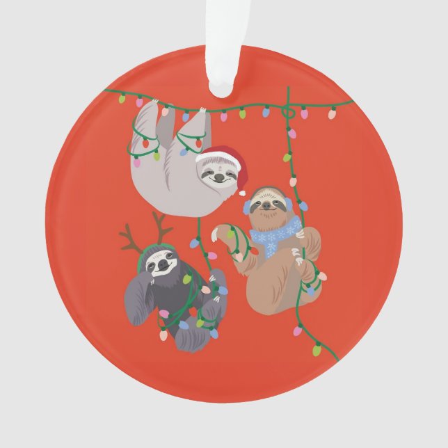 Merry Christmas Sloth Ornament (Front)