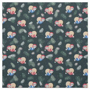 Merry Christmas Sloth Ornament Pattern Fabric