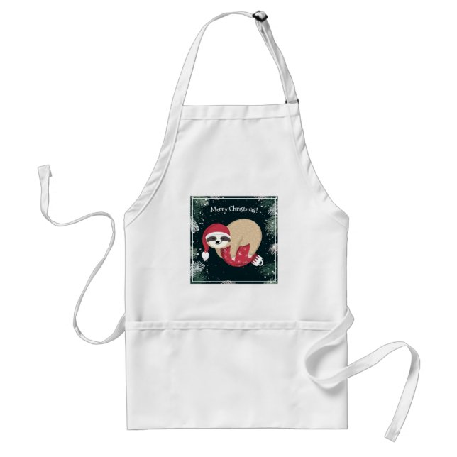 Merry Christmas Sloth Ornament Standard Apron (Front)