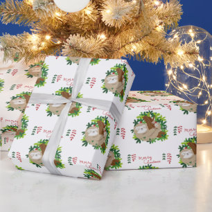 Merry Christmas Sloth Pattern Wrapping Paper