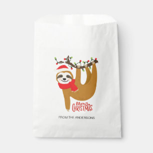 Merry Christmas Sloth Personalised Name Holidays Favour Bags
