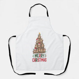 Merry Christmas Sloth Tree Apron